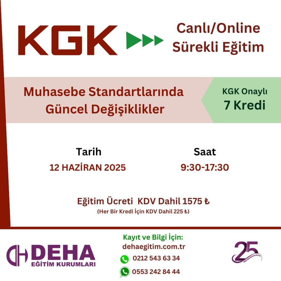 KGK Canlı & Online Sürekli Eğitim - Muhasebe Standartlarındaki Güncel Değişiklikler -(12 Haziran 2025 )