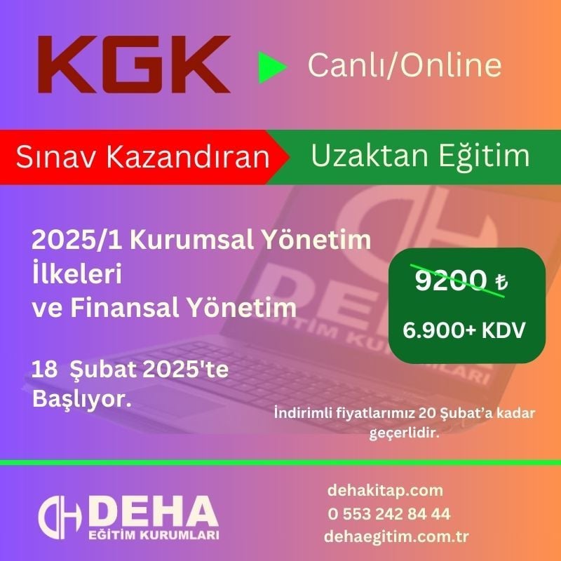 2025/1 KGK Kurumsal Yönetim Sınavına Hazırlık Canlı Ders & Online Uzaktan Eğitim