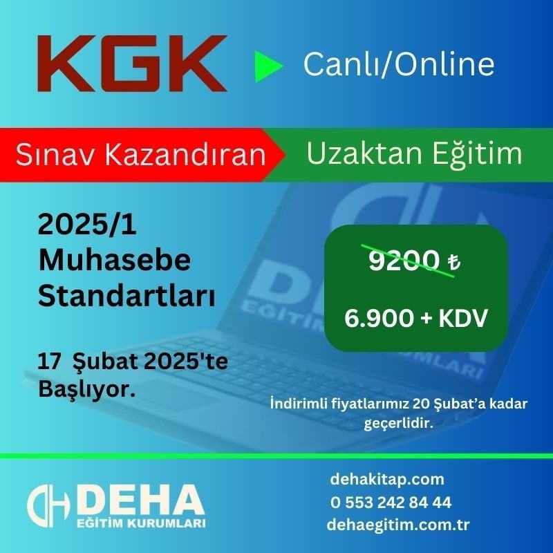 2025/1 KGK Muhasebe Standartları Sınavına Hazırlık Canlı Ders & Online Uzaktan Eğitim