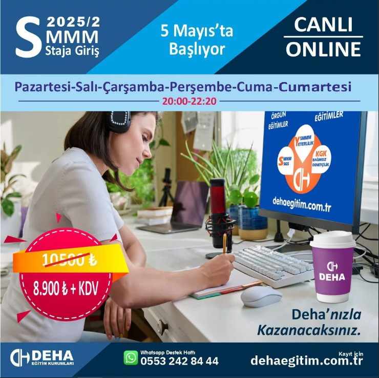 2025/2. Dönem SMMM Staja Giriş Sınavına Hazırlık Canlı Dersler & Online Uzaktan Eğitim