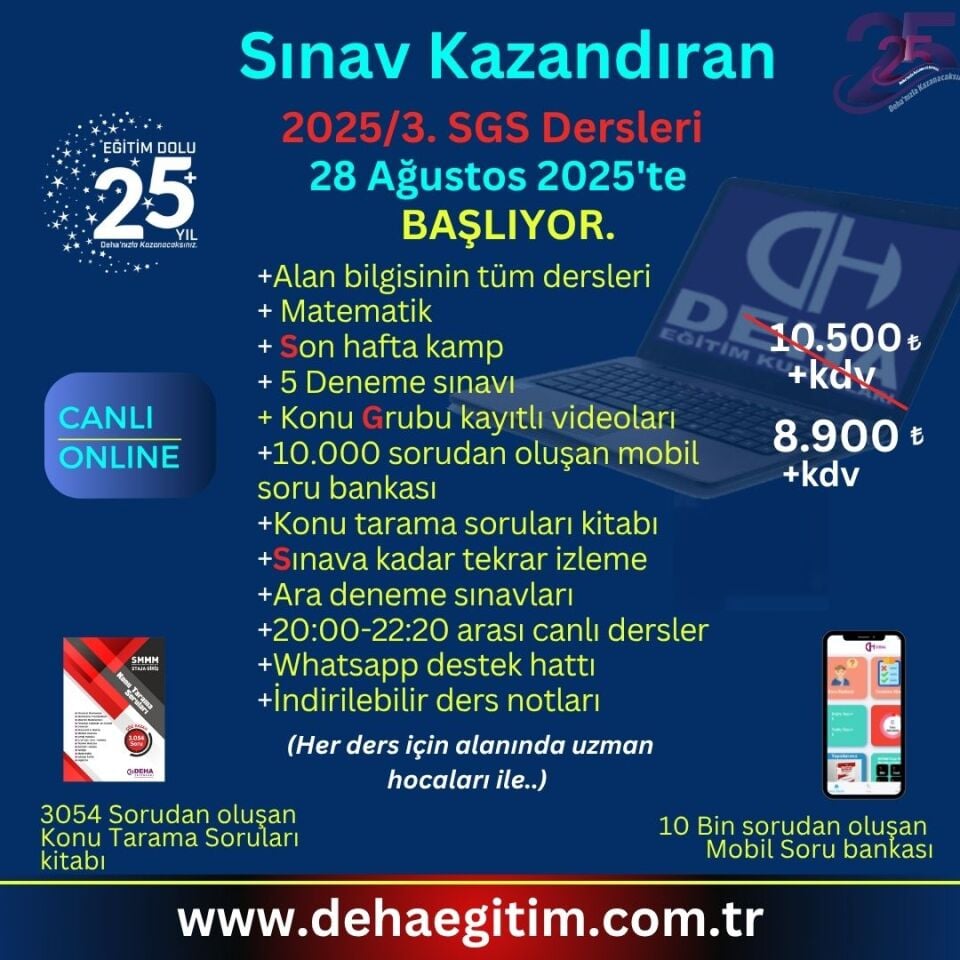 2025/3. Dönem SMMM Staja Giriş Sınavına (SGS) Hazırlık Canlı Dersler & Online Uzaktan Eğitim