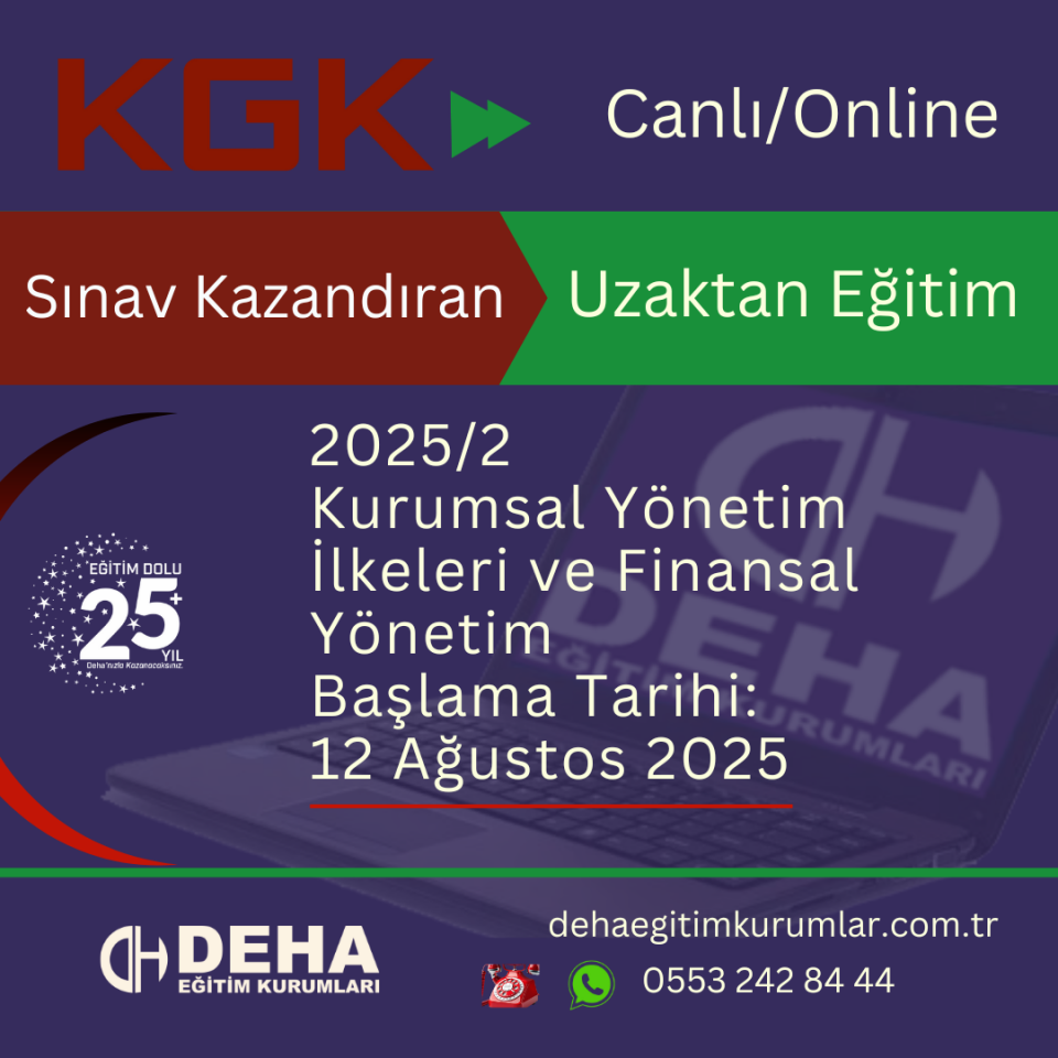 2025/2 KGK Kurumsal Yönetim Sınavına Hazırlık Canlı Ders & Online Uzaktan Eğitim