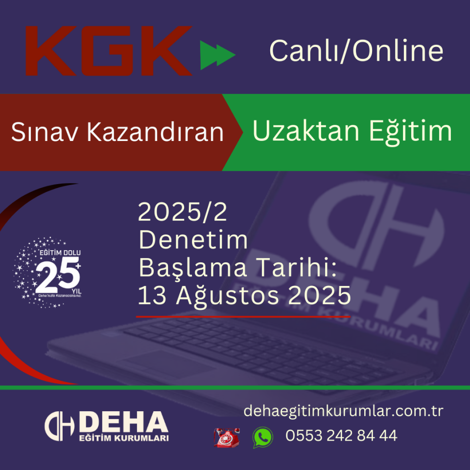 2025/2 KGK Denetim Sınavına Hazırlık Canlı Ders & Online Uzaktan Eğitim