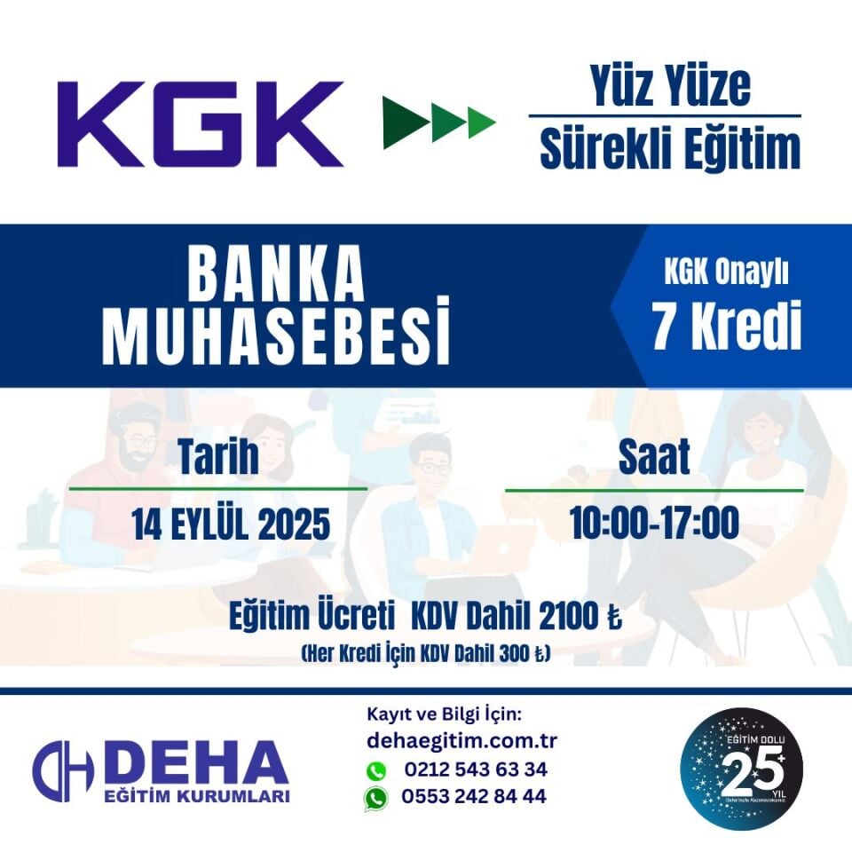 KGK Canlı & YÜZ YÜZE  Sürekli Eğitim - BANKA MUHASEBESİ (14 EYLÜL 2025 )