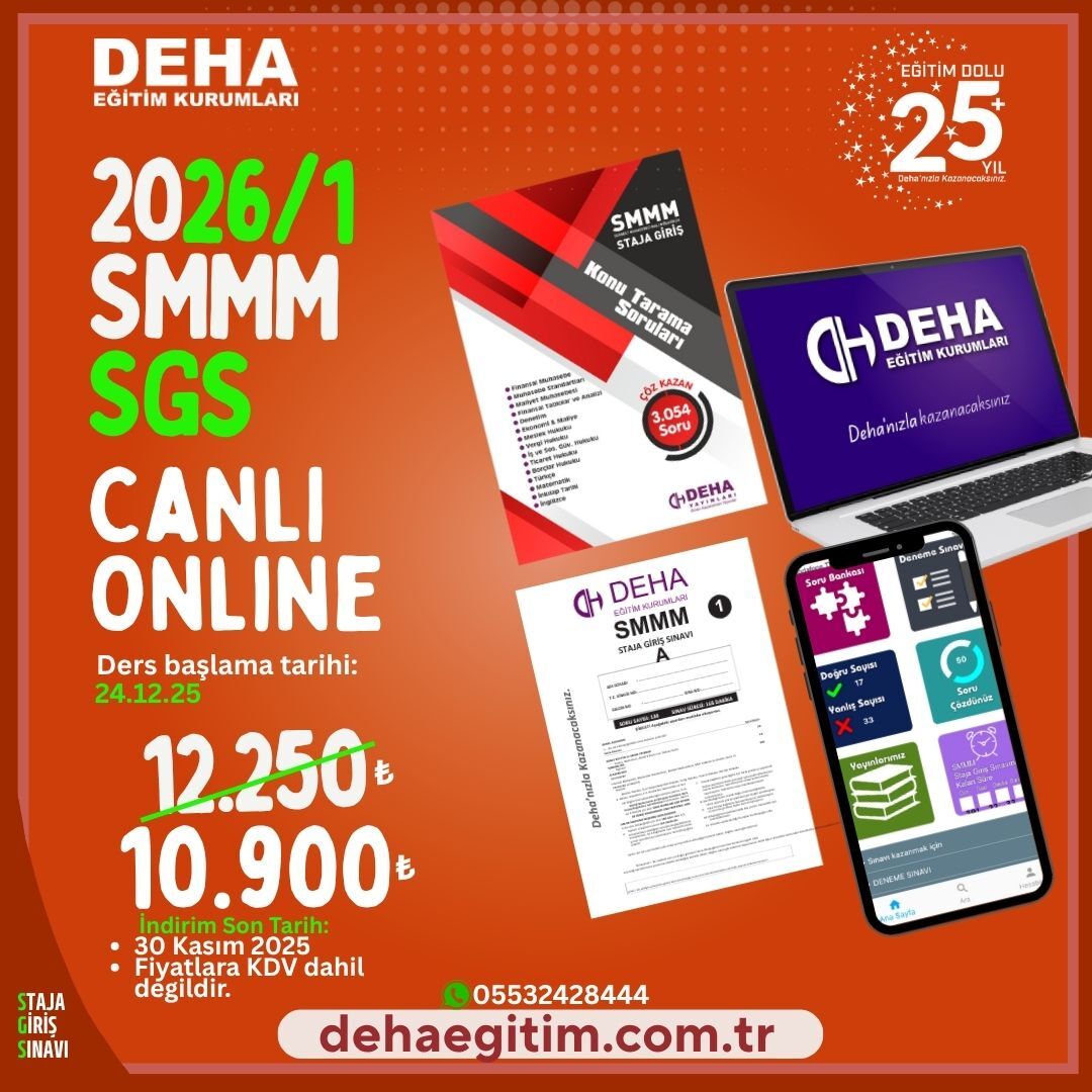 2026/1. Dönem SMMM Staja Giriş Sınavına (SGS) Hazırlık Canlı Dersler & Online Uzaktan Eğitim